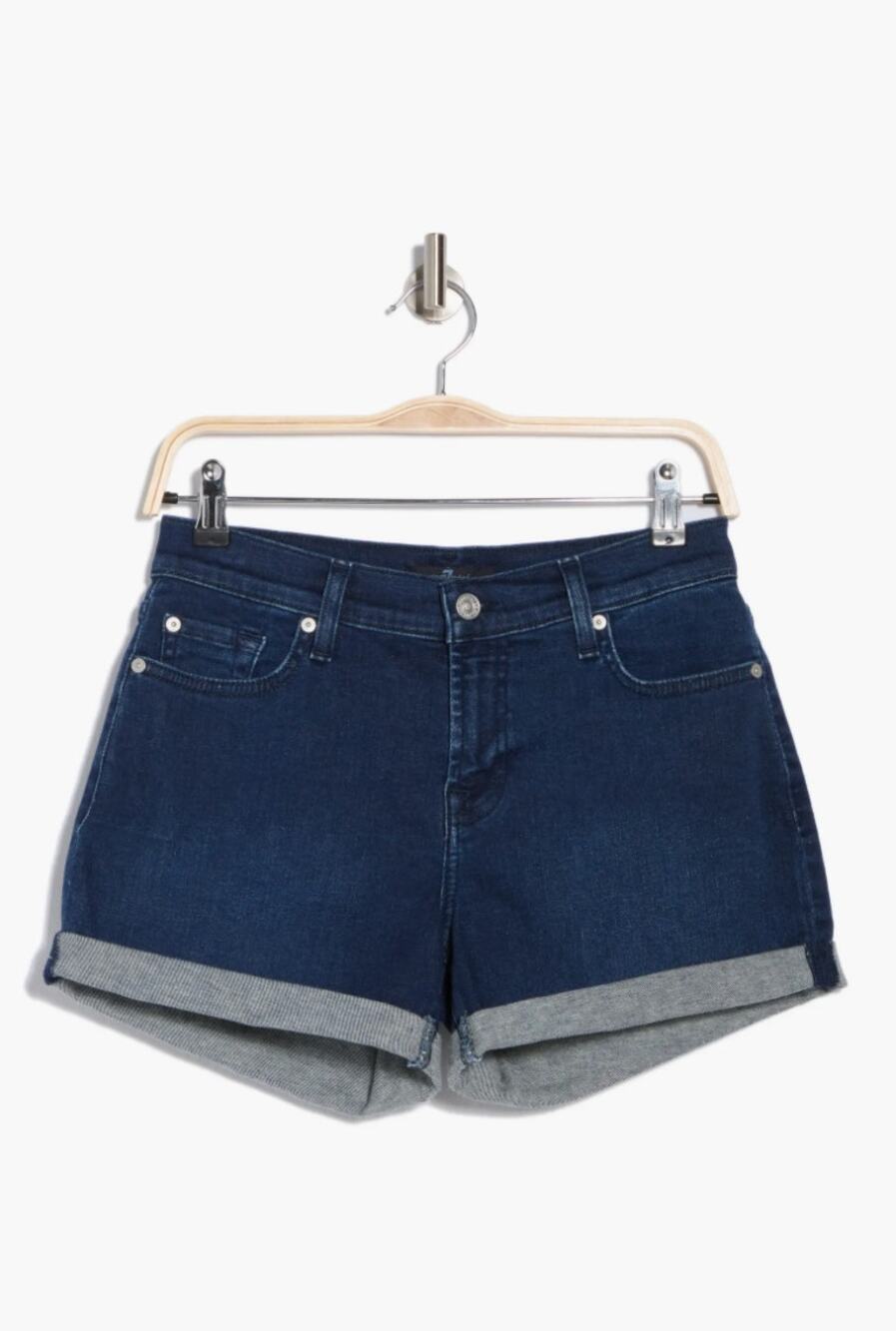 7 for All Mankind Rolled Hem Cotton Denim Jean Shorts Kaia 26